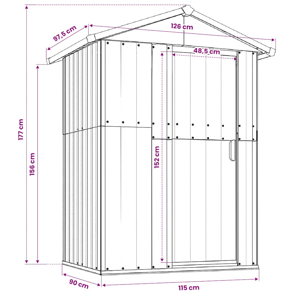 Gartenhaus Braun 126x97,5x177 cm Verzinkter Stahl
