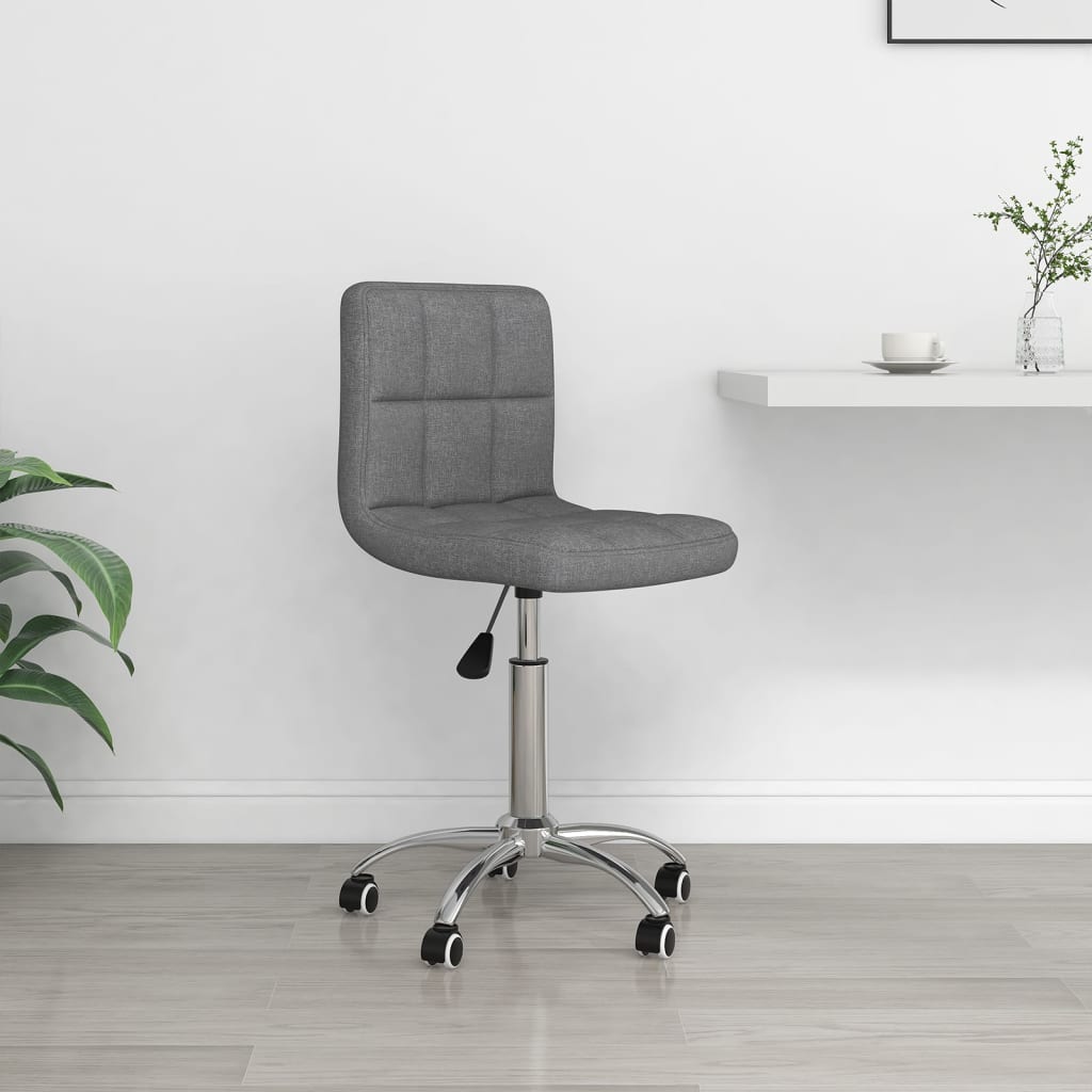 Office Chair Swivel Light Grey Fabric