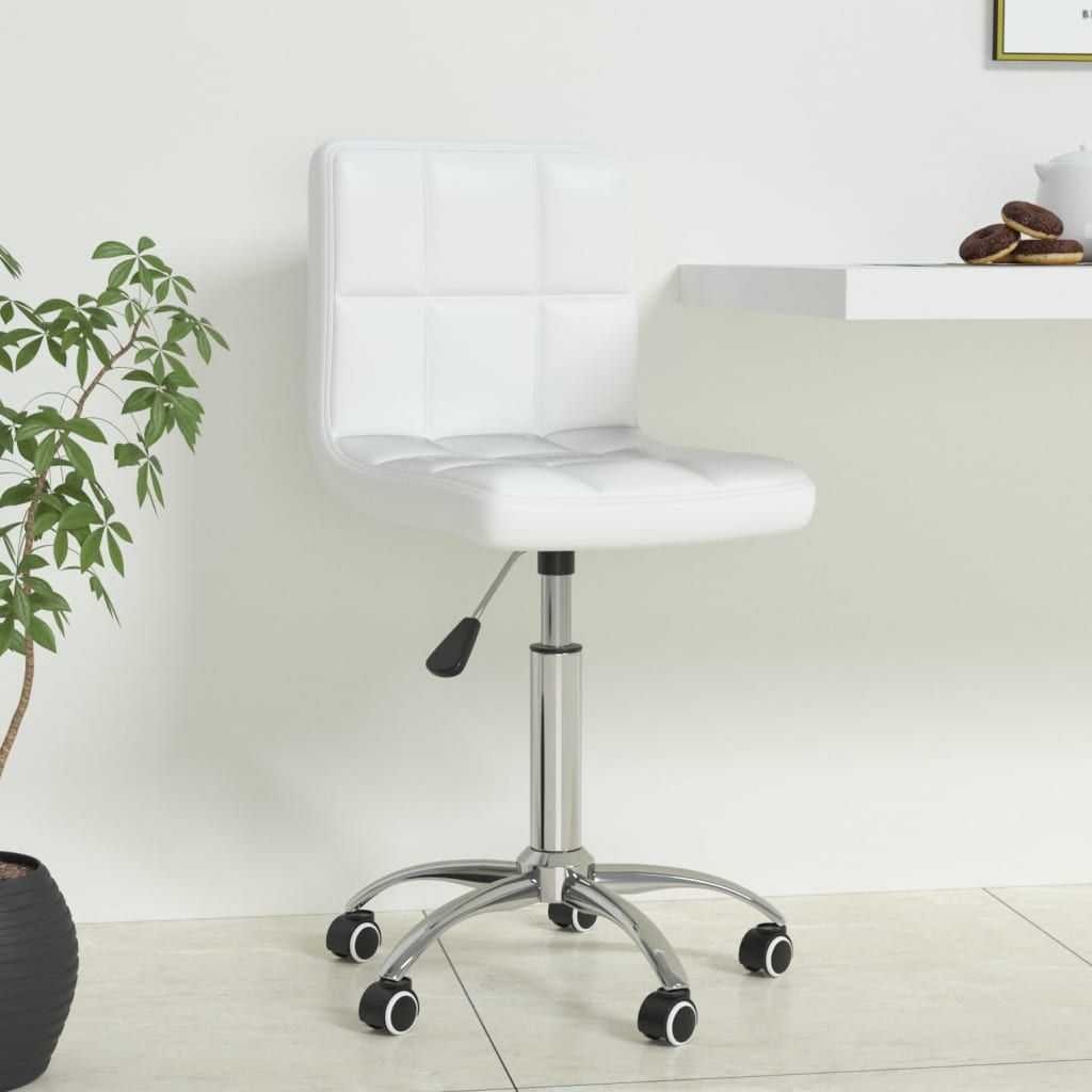 Office Chair Swivel White Faux Leather