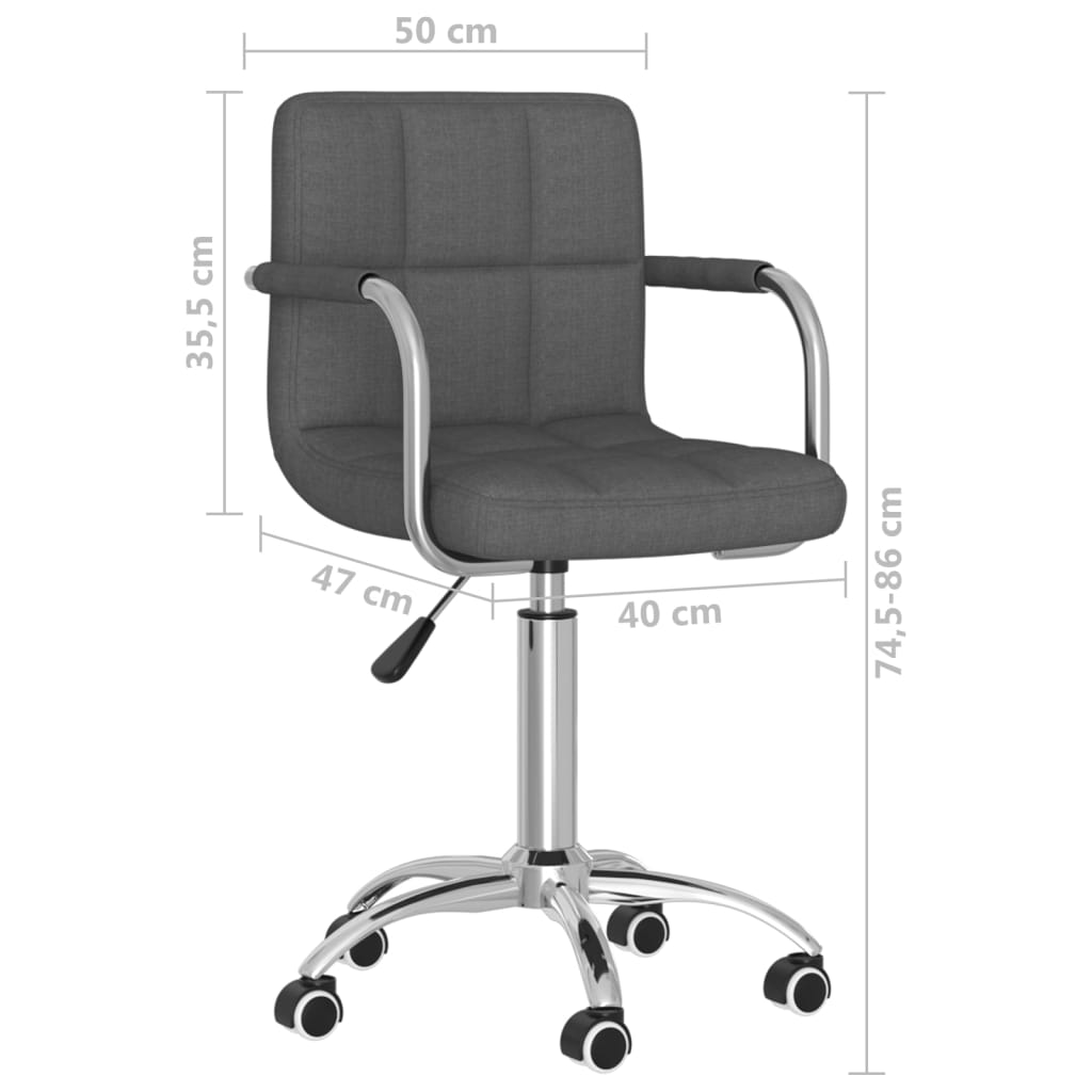 Office Chair Swivel Dark Grey Fabric