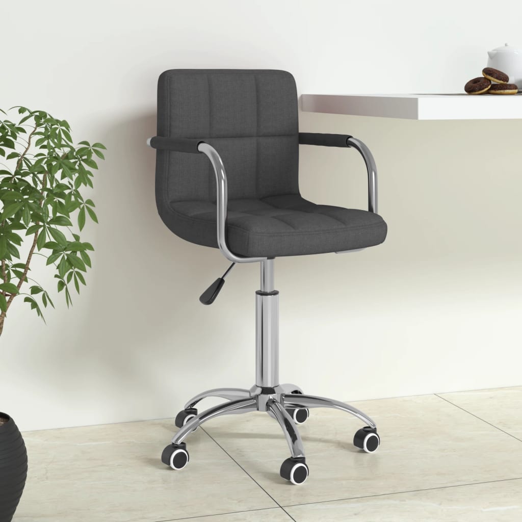 Office Chair Swivel Dark Grey Fabric
