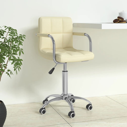 Chaise de bureau pivotante en tissu crème