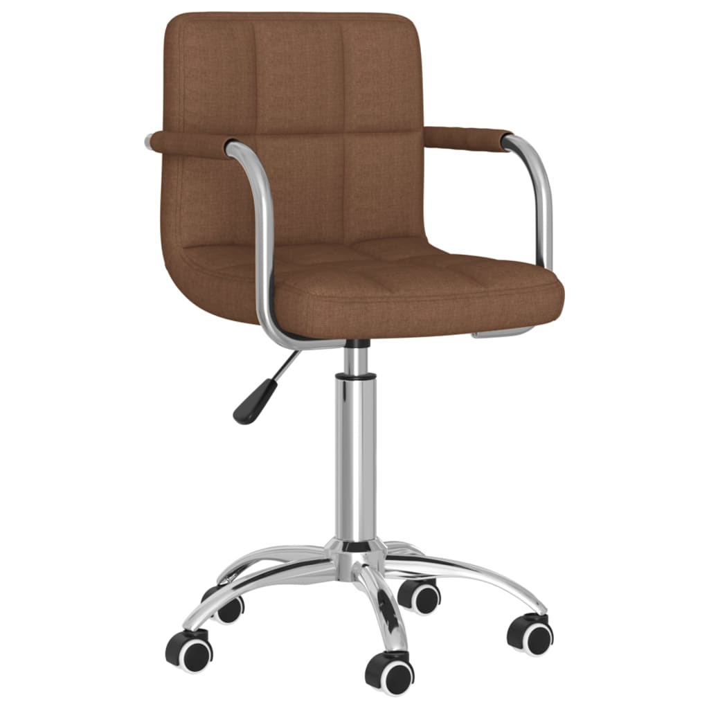 Office Chair Swivel Brown Fabric