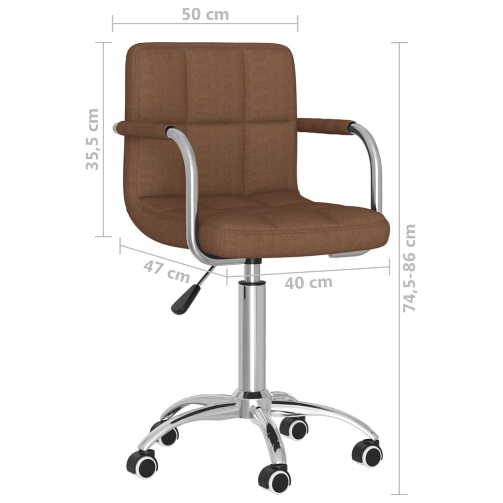 Office Chair Swivel Brown Fabric