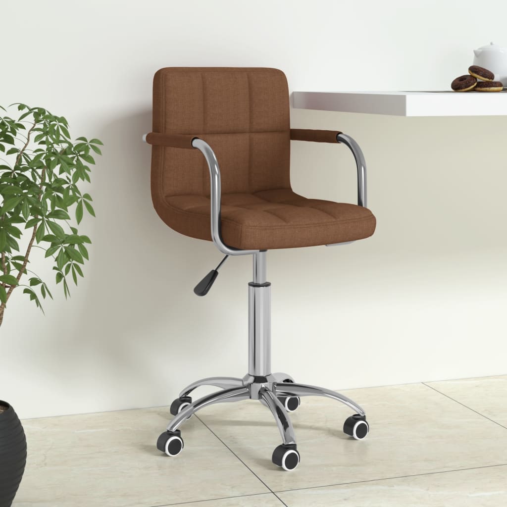 Office Chair Swivel Brown Fabric