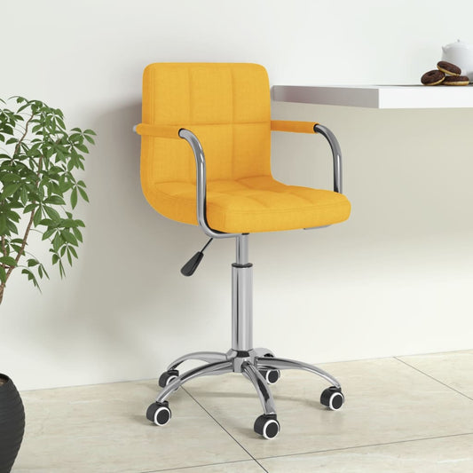 Chaise de bureau pivotante en tissu jaune moutarde