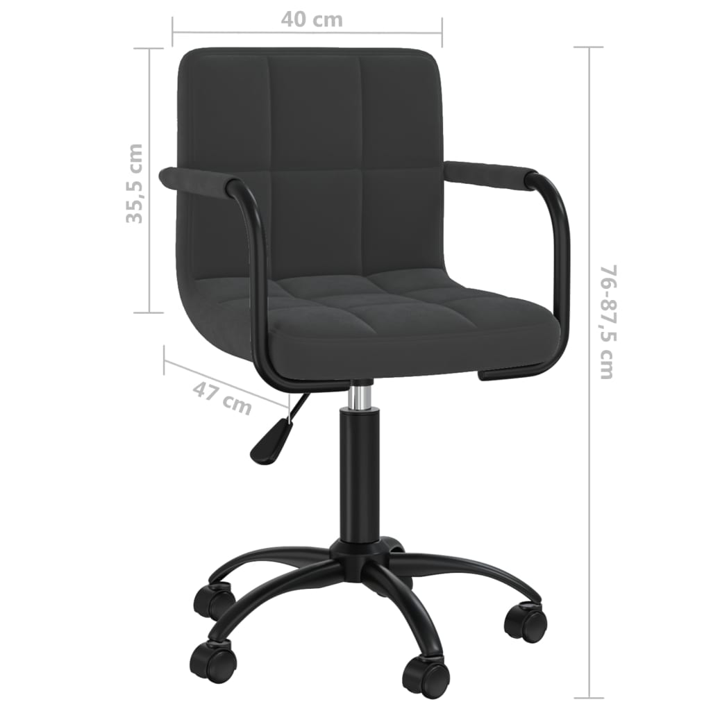 Chaise de bureau pivotante noire en velours