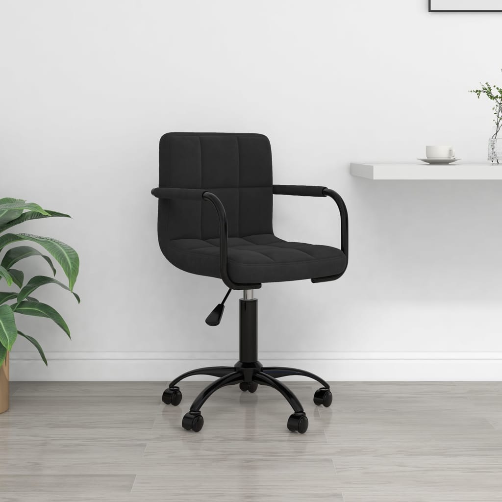 Chaise de bureau pivotante noire en velours
