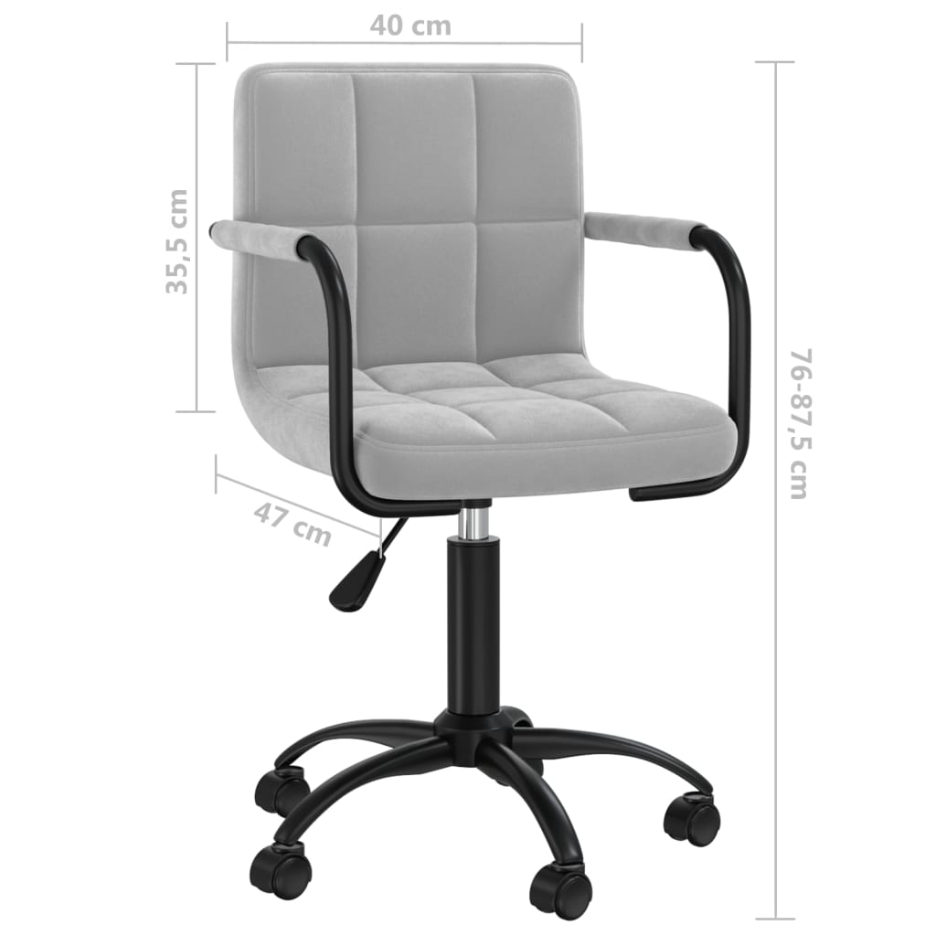Swivel Office Chair Light Grey Velvet