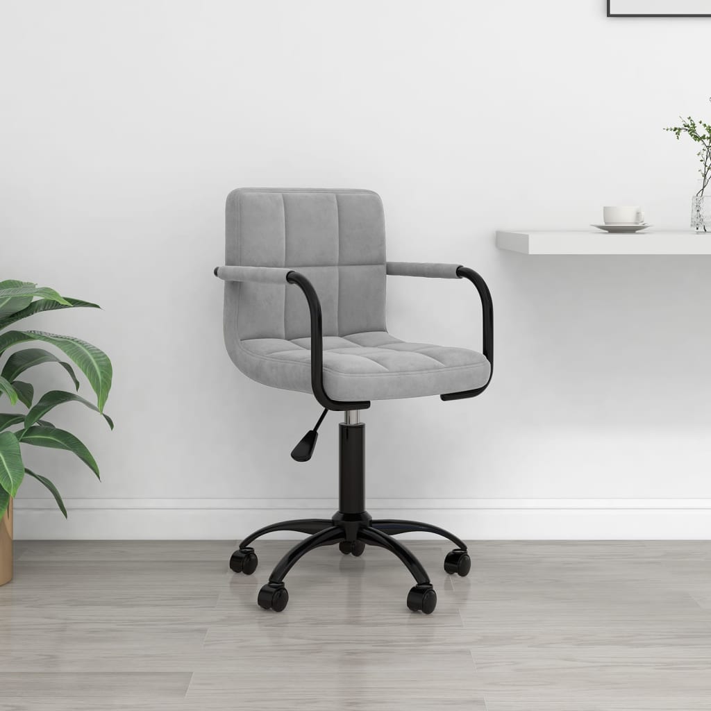 Swivel Office Chair Light Grey Velvet