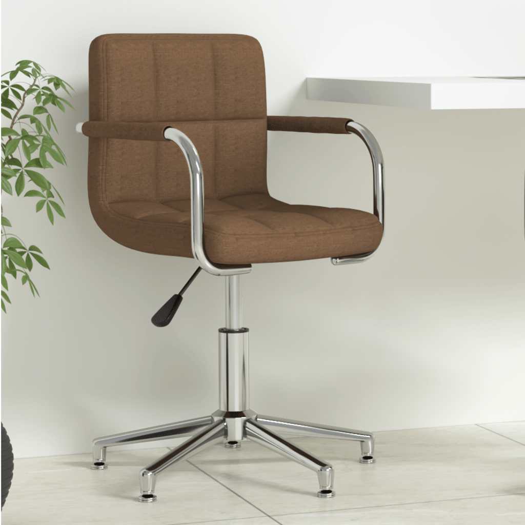 Office Chair Swivel Brown Fabric