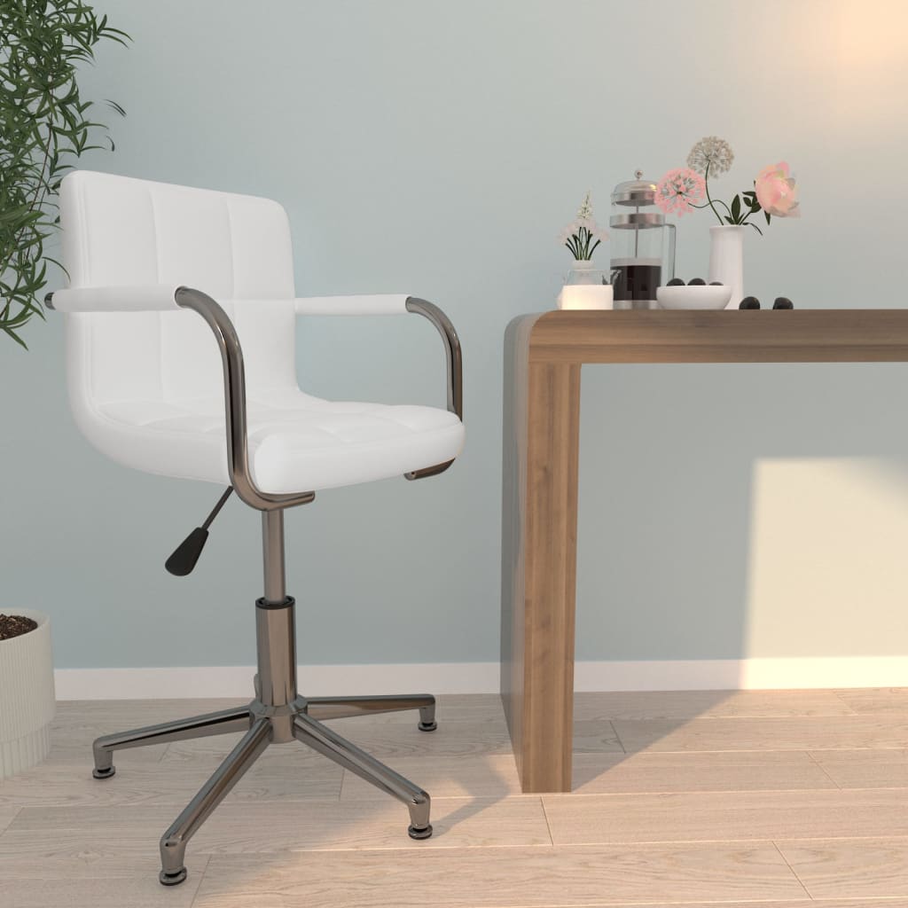 Swivel Office Chair White Faux Leather