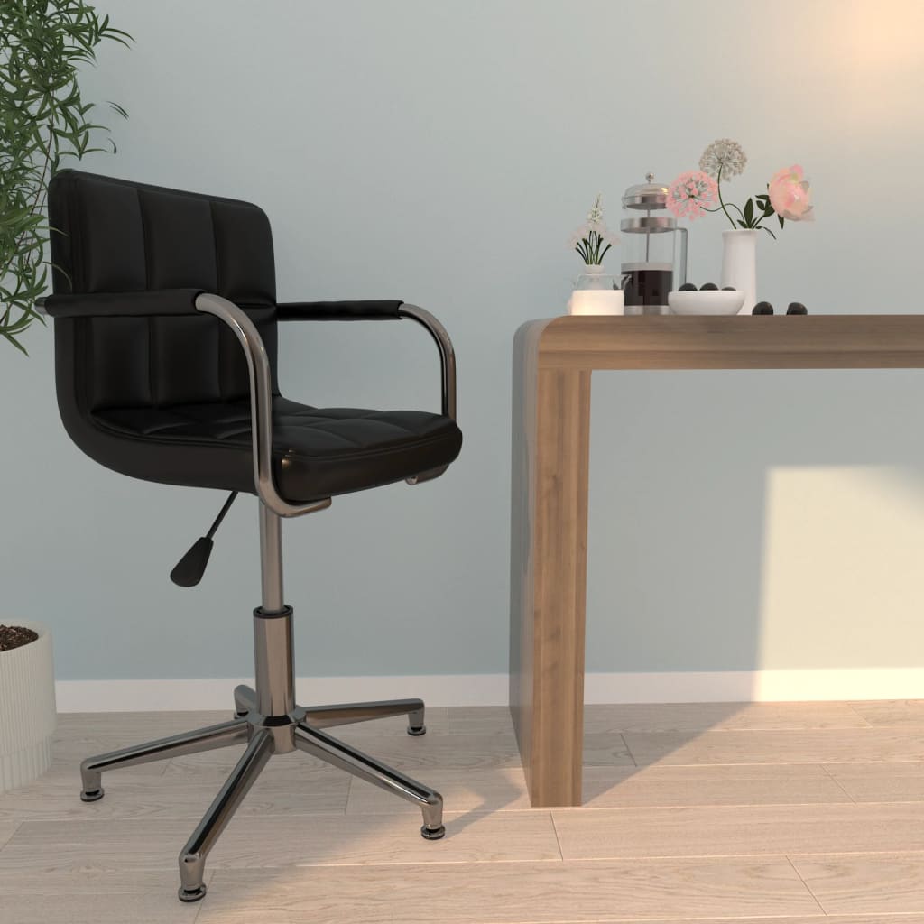 Chaise de bureau pivotante noire en similicuir