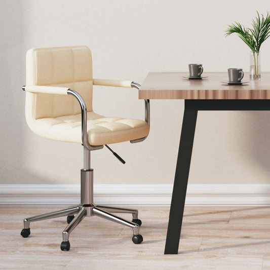 Chaise de bureau pivotante en tissu crème