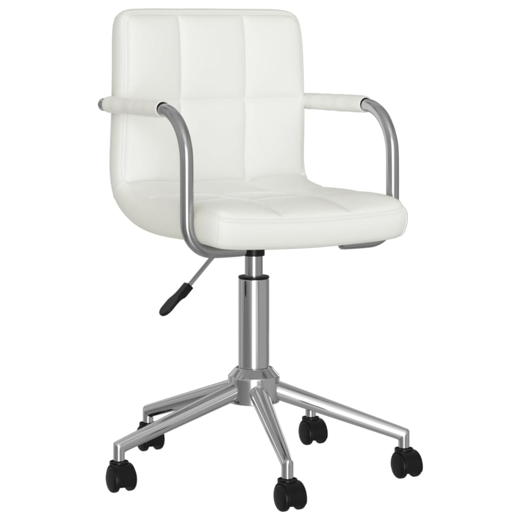 Swivel Office Chair White Faux Leather