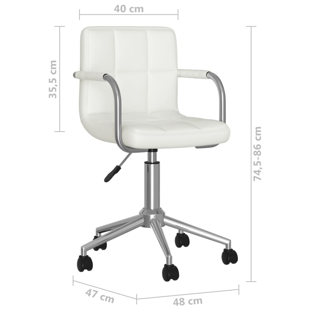 Swivel Office Chair White Faux Leather