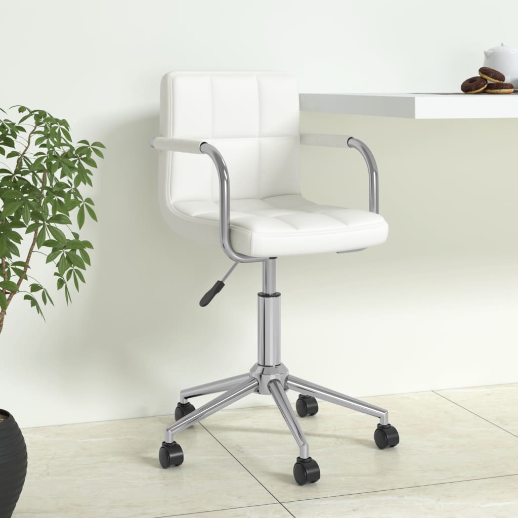Swivel Office Chair White Faux Leather
