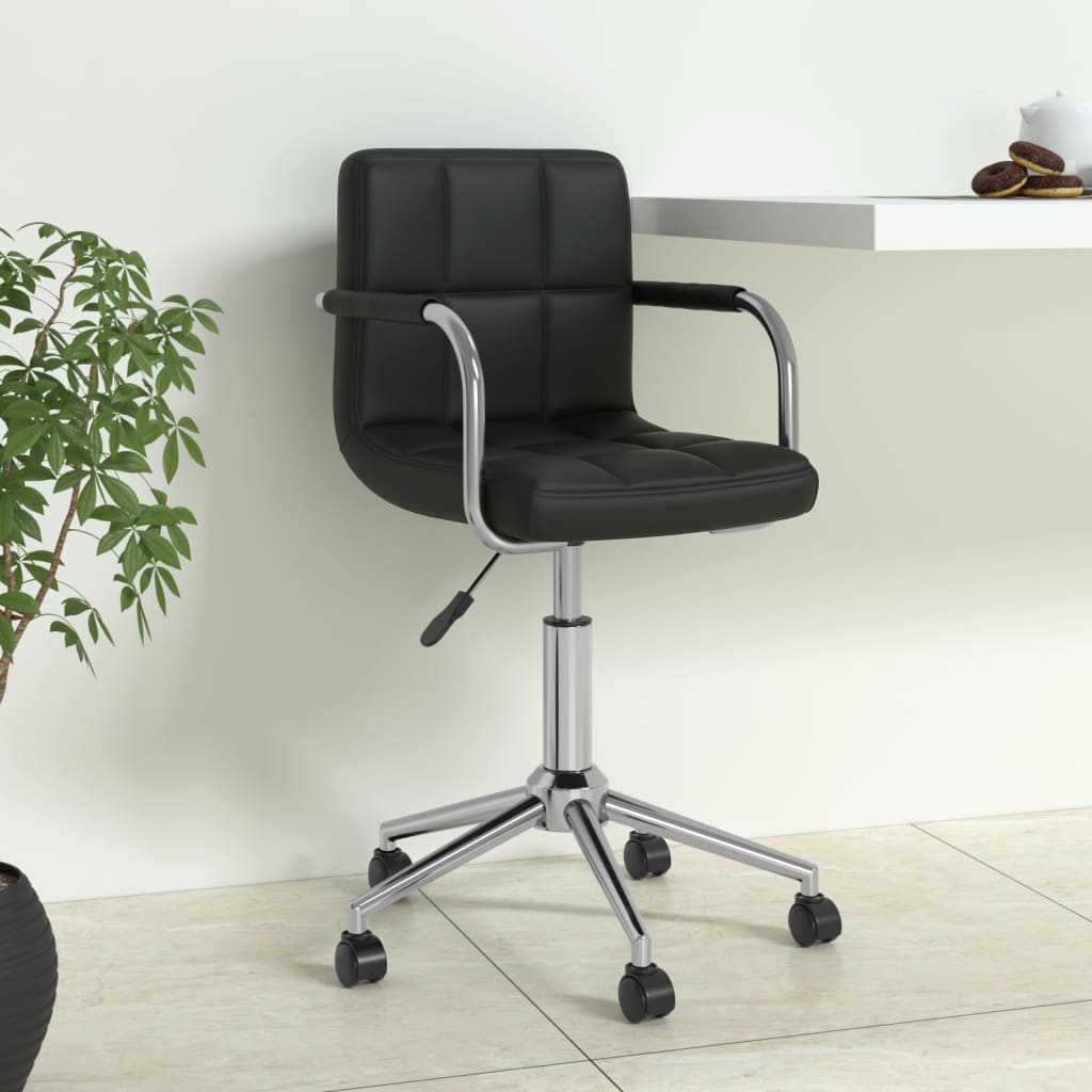 Office Chair Swivel Black Faux Leather