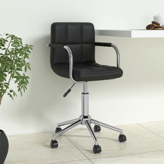 Chaise de bureau pivotante en similicuir noir