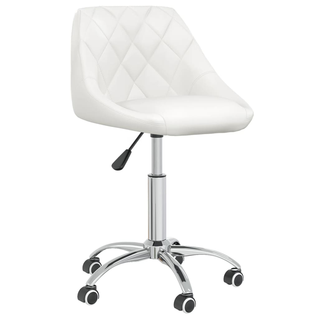 Swivel Office Chair White Faux Leather
