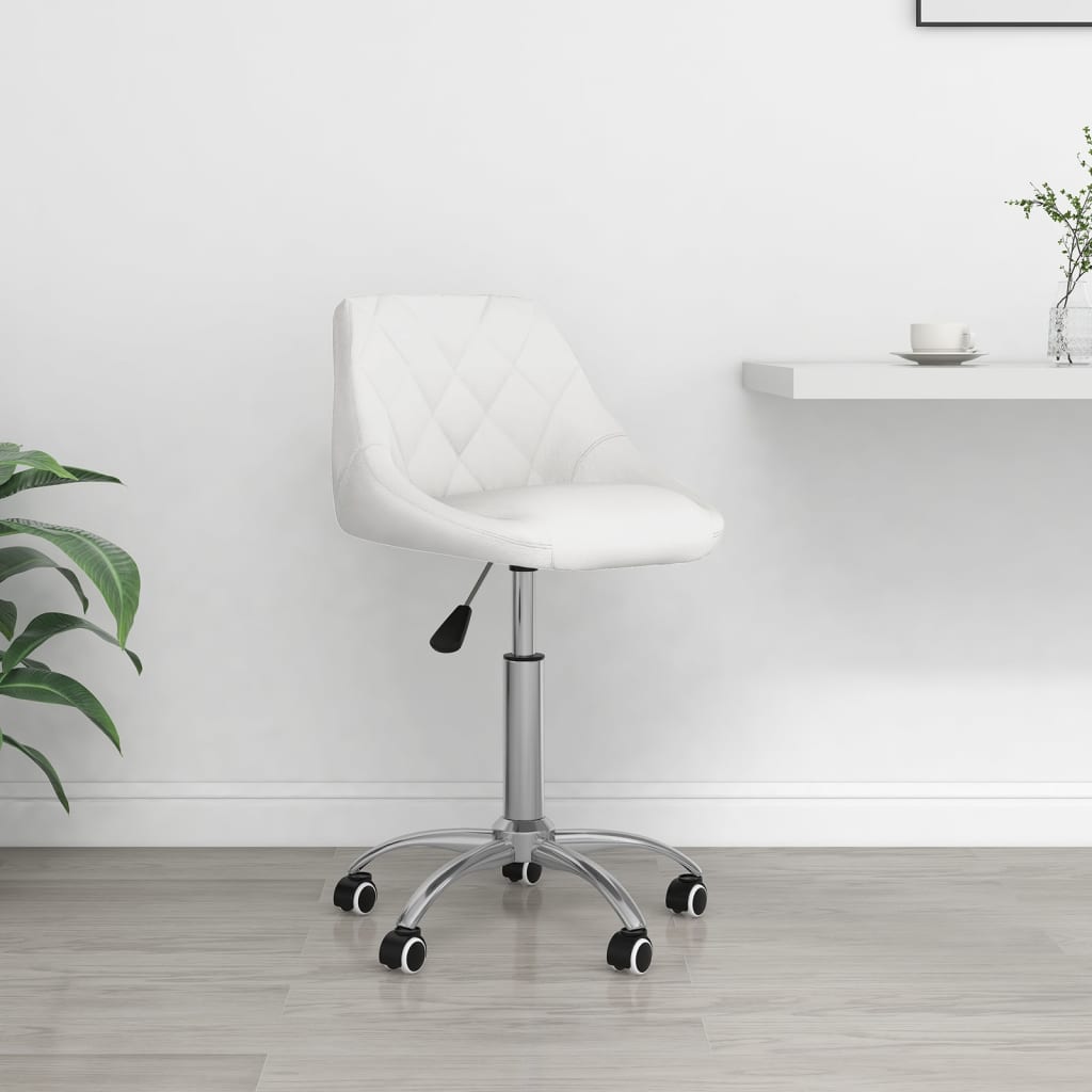 Swivel Office Chair White Faux Leather