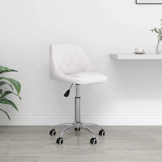 Chaise de bureau pivotante blanche en similicuir