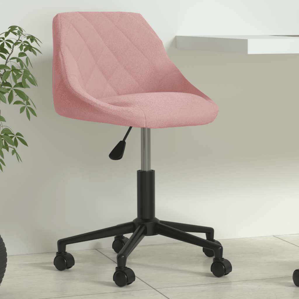 Fauteuil de bureau pivotant en velours rose