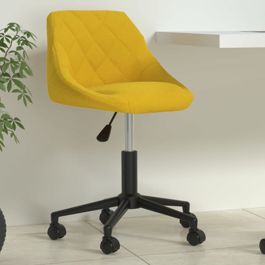 Chaise de bureau pivotante velours jaune moutarde