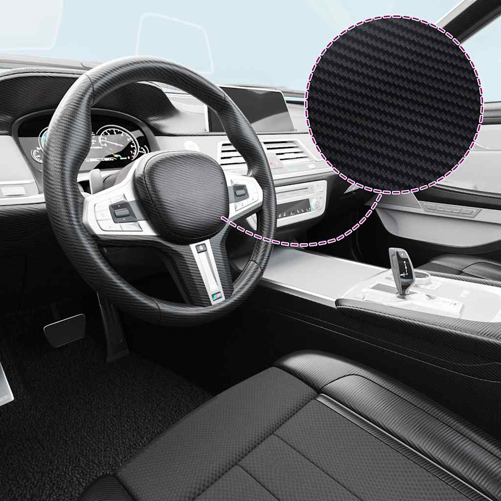 Films adhésifs pour voiture 2 pièces, noir 3D 100x150 cm+50x150 cm