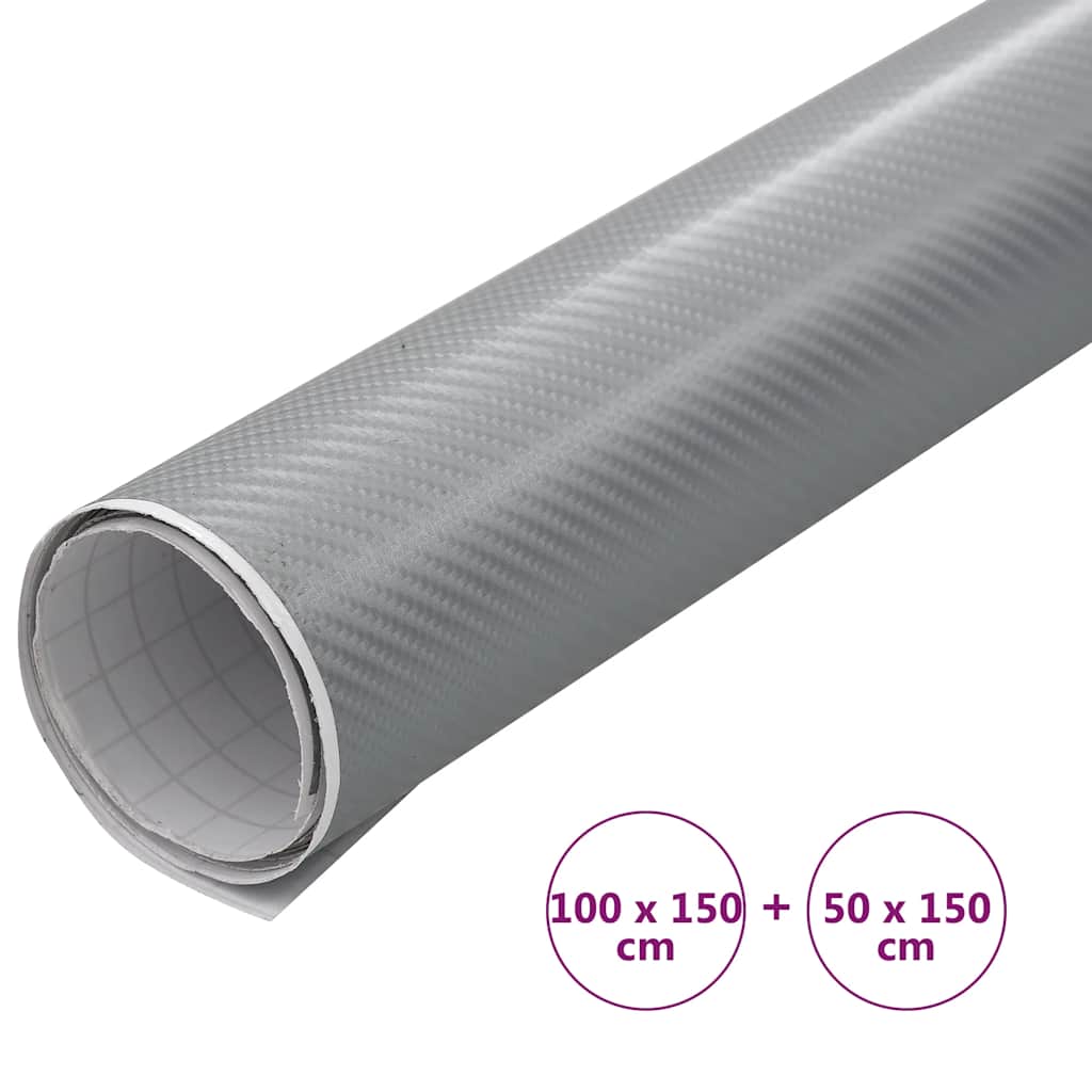 Car Wraps 2 pcs. 4D Silver 100x150 cm+50x150 cm