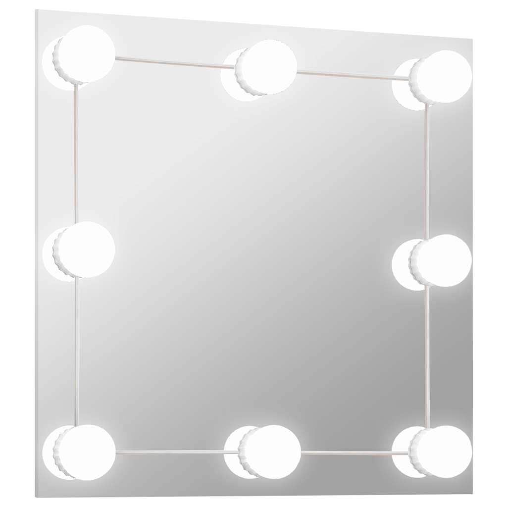 Square Wall Mirror with LED Lighting, Glass