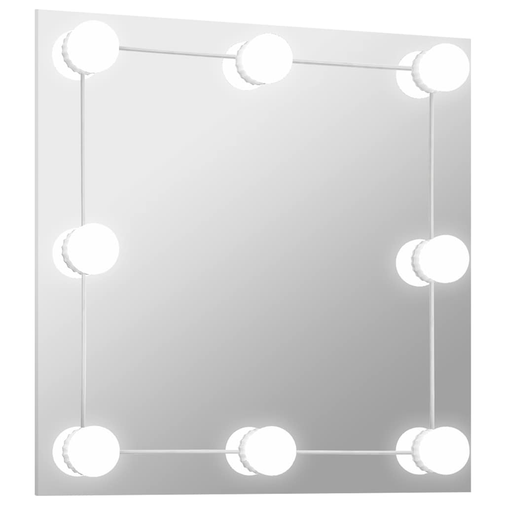 Miroir mural avec éclairage LED Carré Verre