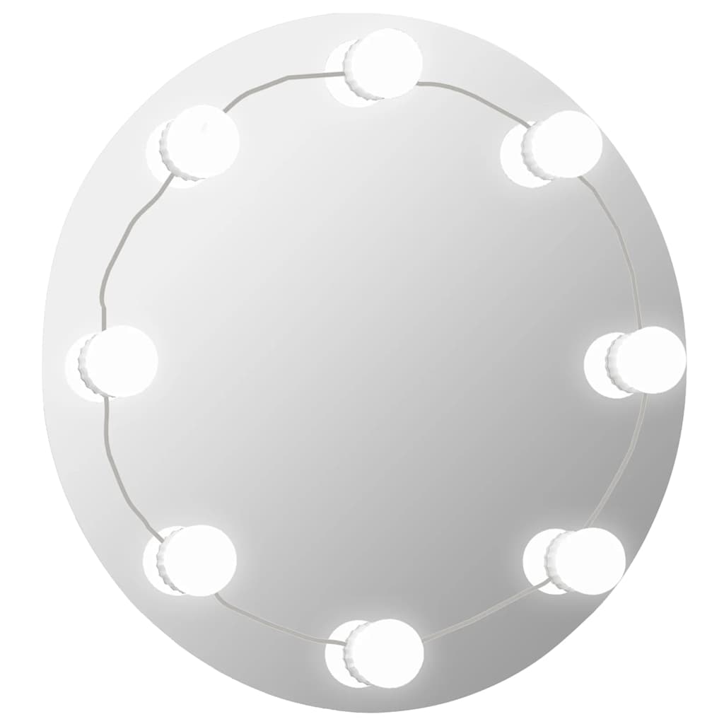 Miroir mural rond en verre avec éclairage LED