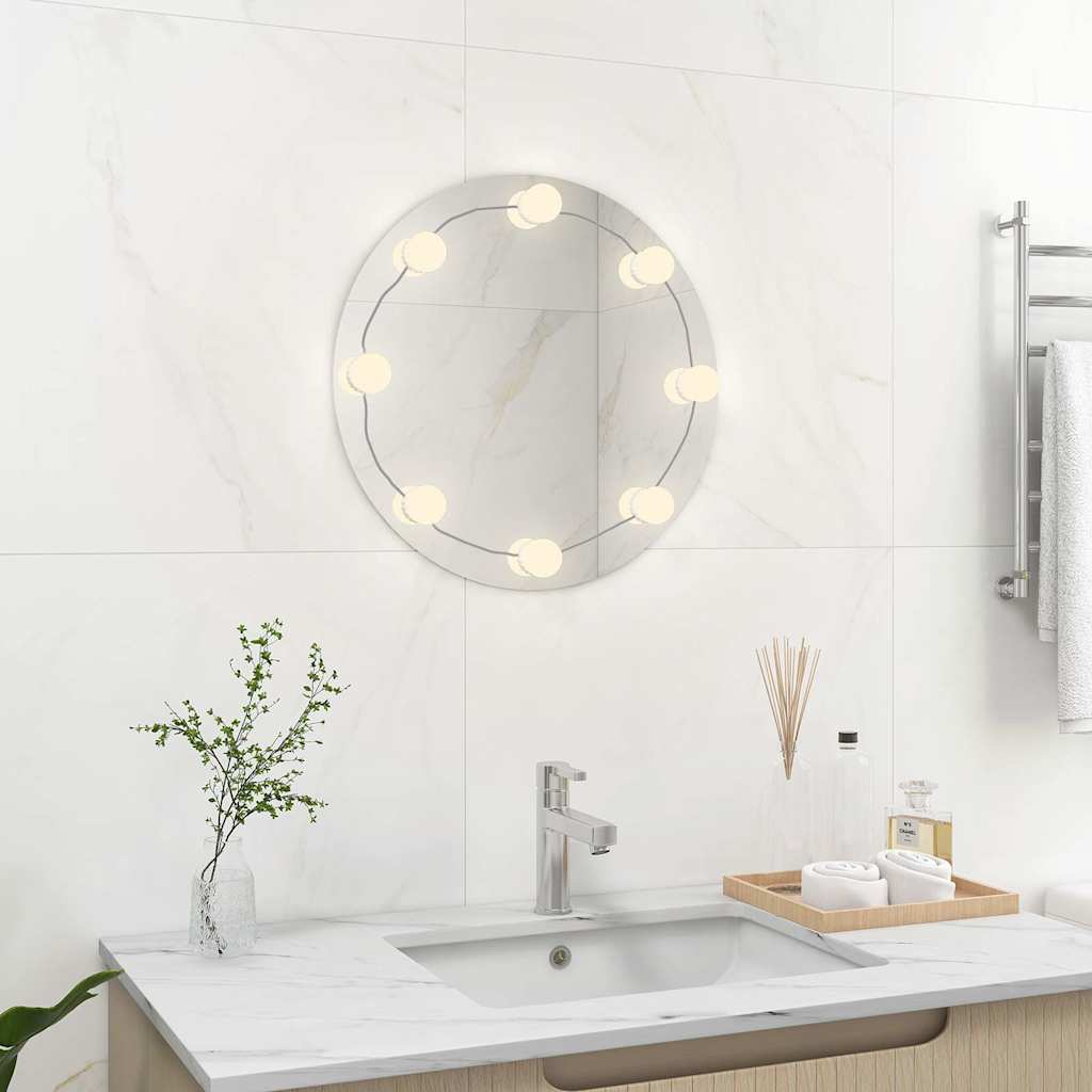 Miroir mural rond en verre avec éclairage LED