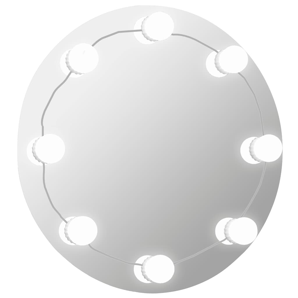 Round Wall Mirror with LED Lighting Glass