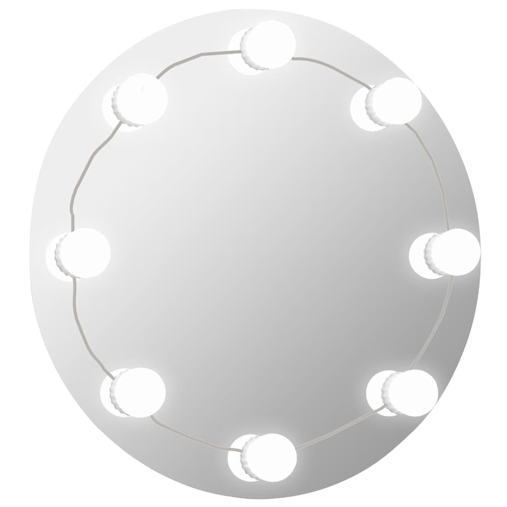 Frameless Round Glass Wall Mirror with LED Lighting