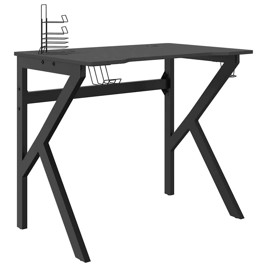 Gaming Desk with K-Shaped Legs Black 90x60x75 cm