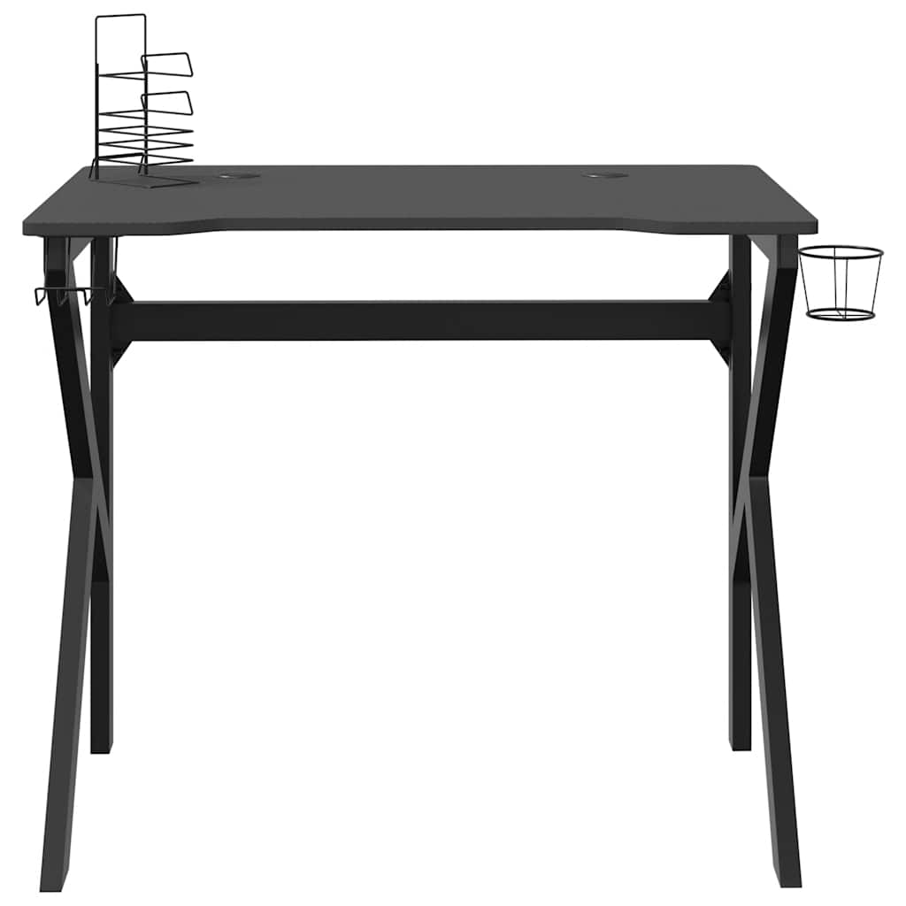 Gaming Desk with K-Shaped Legs Black 90x60x75 cm