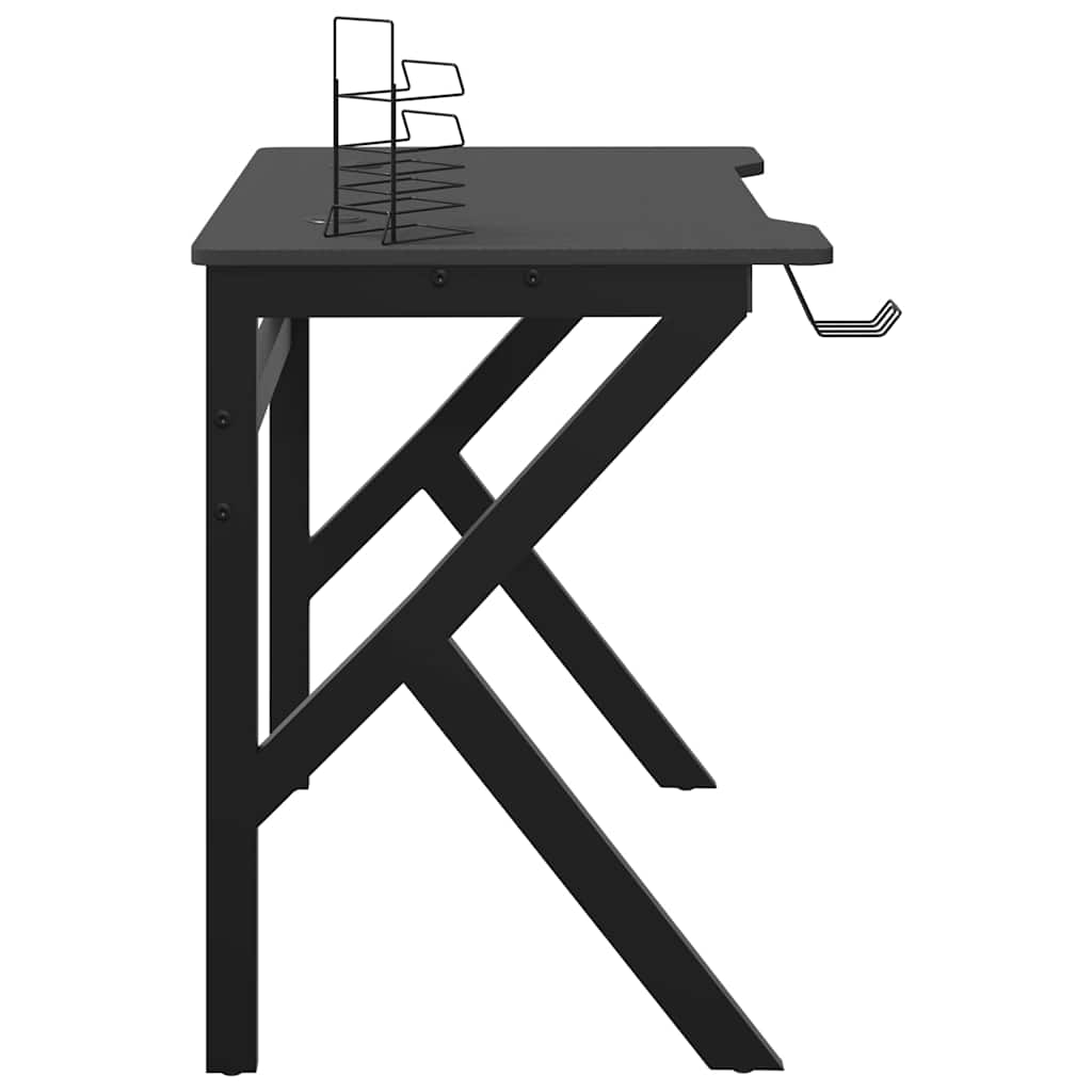 Gaming Desk with K-Shaped Legs Black 90x60x75 cm