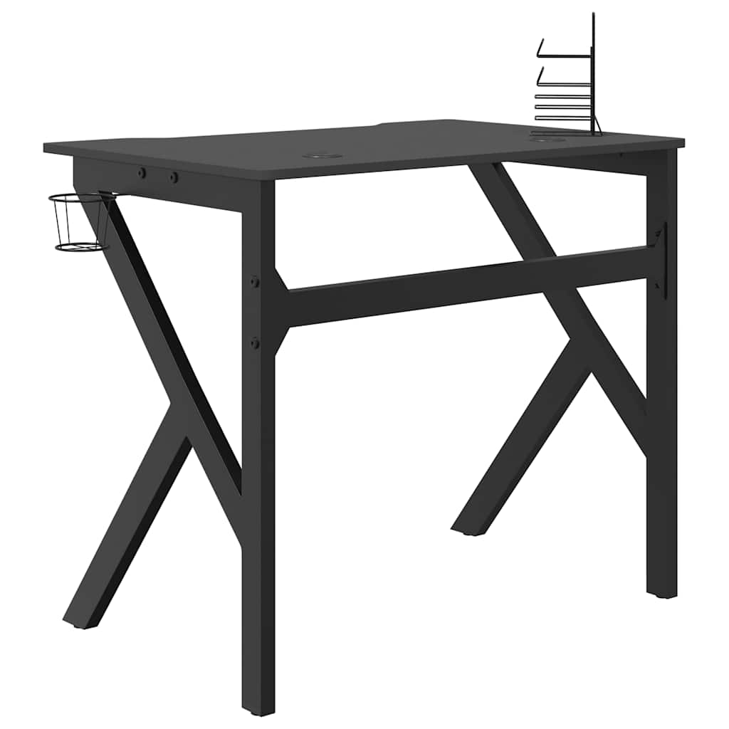 Gaming Desk with K-Shaped Legs Black 90x60x75 cm