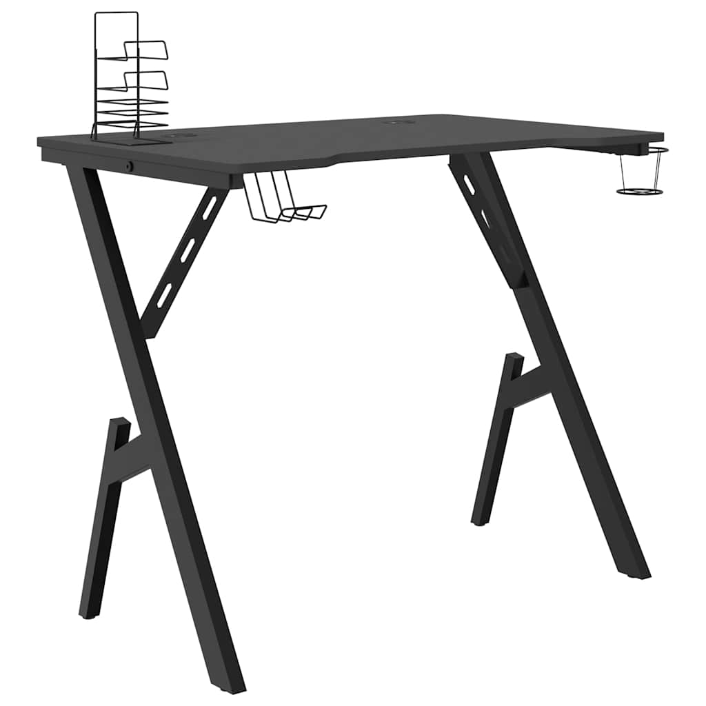 Gaming-Schreibtisch mit Y-Gestell Schwarz 90x60x75 cm
