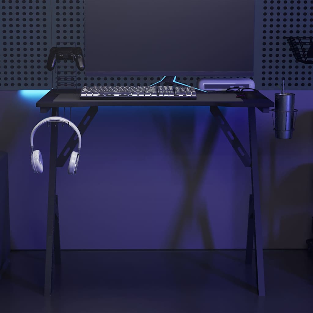 Gaming-Schreibtisch mit Y-Gestell Schwarz 90x60x75 cm