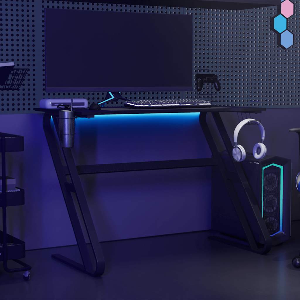 Bureau de gaming avec pieds en Z noir 110x60x75 cm