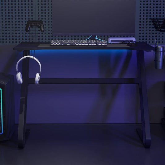 Bureau de gaming avec pieds en Z noir 110x60x75 cm
