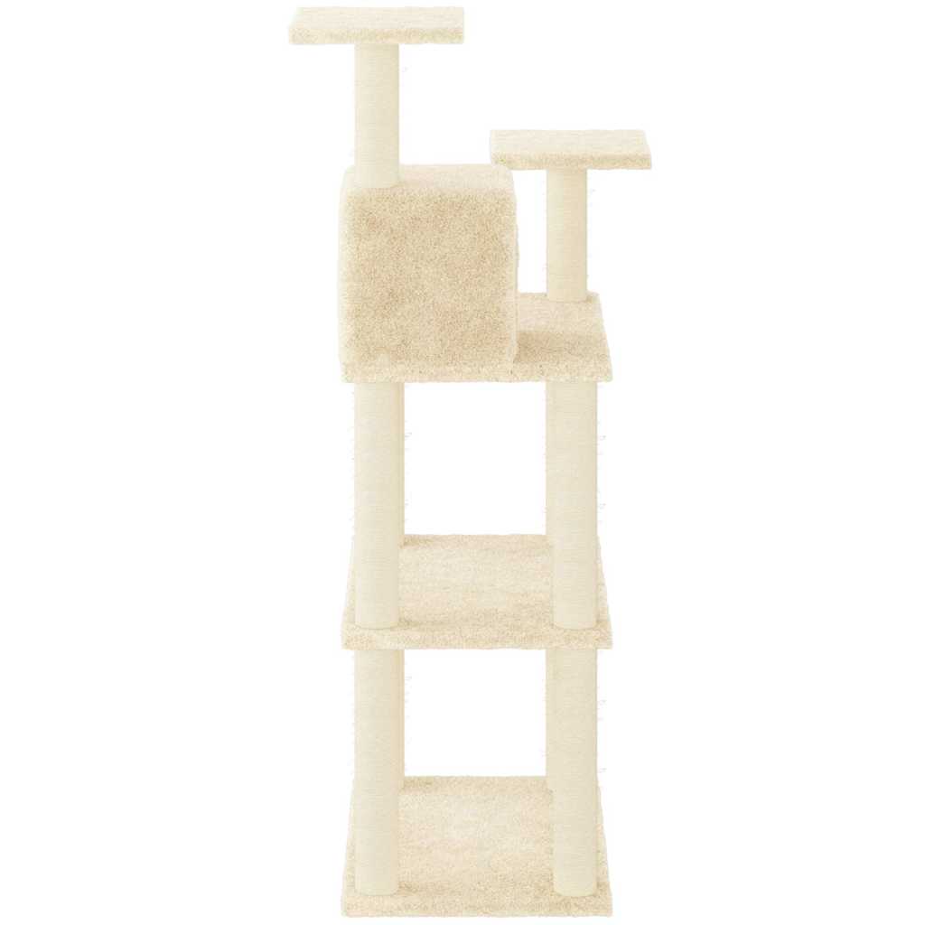 Kratzbaum mit Sisal-Kratzsäulen Creme 118,5 cm