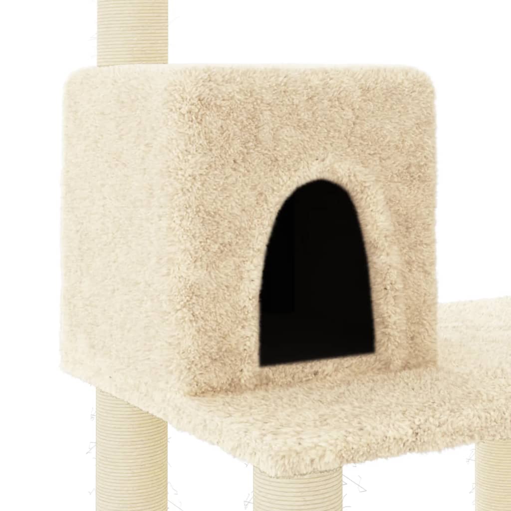 Kratzbaum mit Sisal-Kratzsäulen Creme 118,5 cm