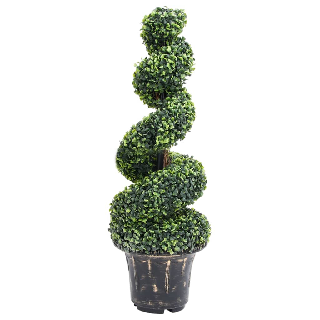 Buis artificiel en pot forme spirale vert 100 cm