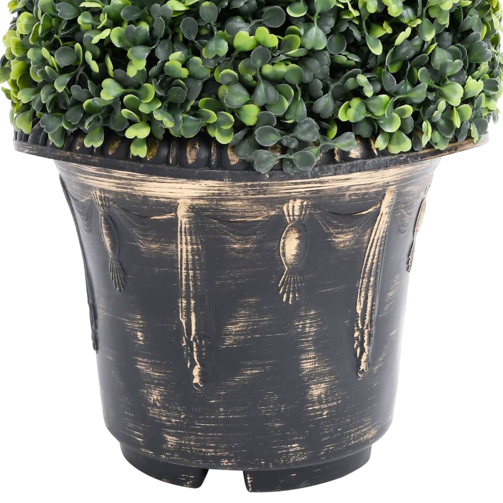 Buis artificiel en pot forme spirale vert 100 cm