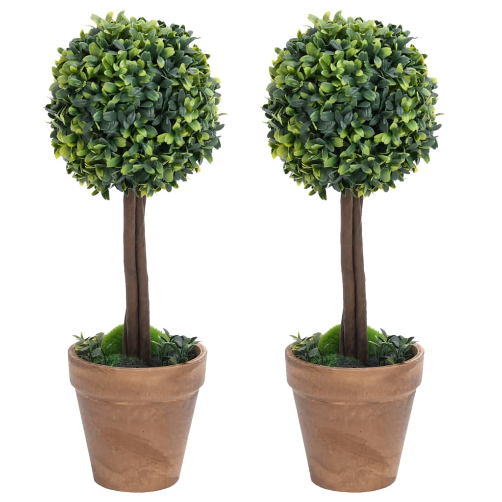 Artificial Boxwood Ball Topiary with Pot 2 pcs Green 41 cm