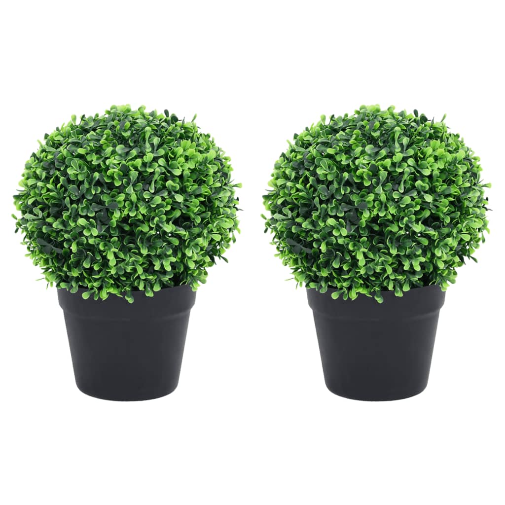 Artificial Boxwood Plants 2 pcs. Potted Ball Shape Green 32 cm